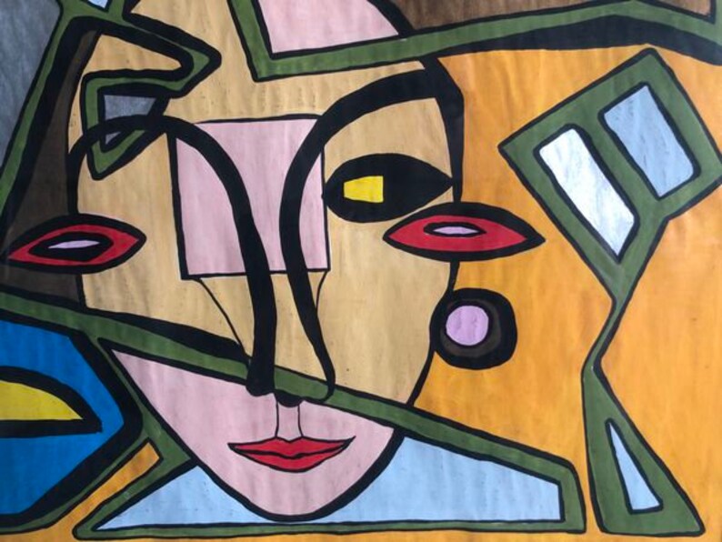 Cubist Painting Face of a Beautiful Woman