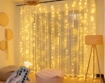 LED Curtain String Lights, USB Powered Fairy Lights (3M x 3M)