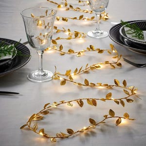 Gold Leaf String Lights – Boho Fairy Lights for Bedroom, Wedding, or Party | LED Decorative Garland Lights, Fall or Holiday Decor