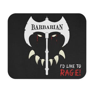 Barbarian Axe Skull I'd Like to Rage Mouse Pad | Gaming Desk Mat