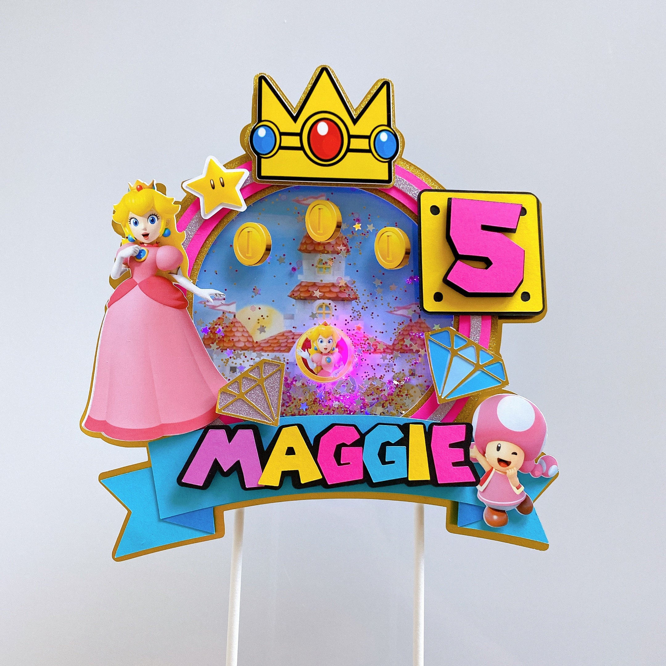 Princess Peach Cake Topper Super Mario Princess Cake Topper Etsy UK