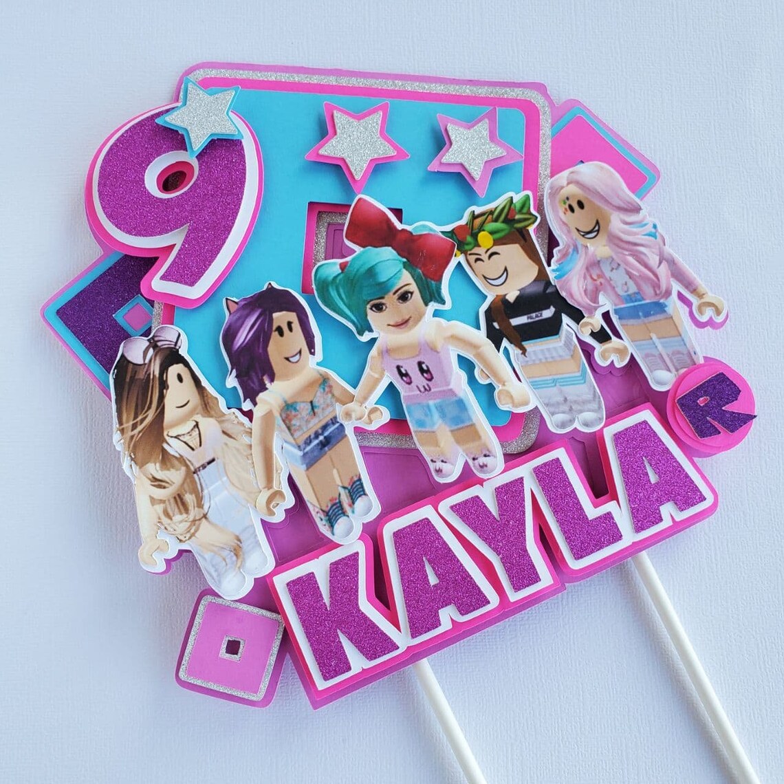 Girl Roblox Cake Topper. Pink Roblox Party Decor. Roblox Girls Etsy