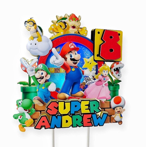Super Mario Cake Topper, Mario Cake Topper Shaker with LED Lights. Video Game Cake Topper. Custom Personalized Mario 3D Cake Topper