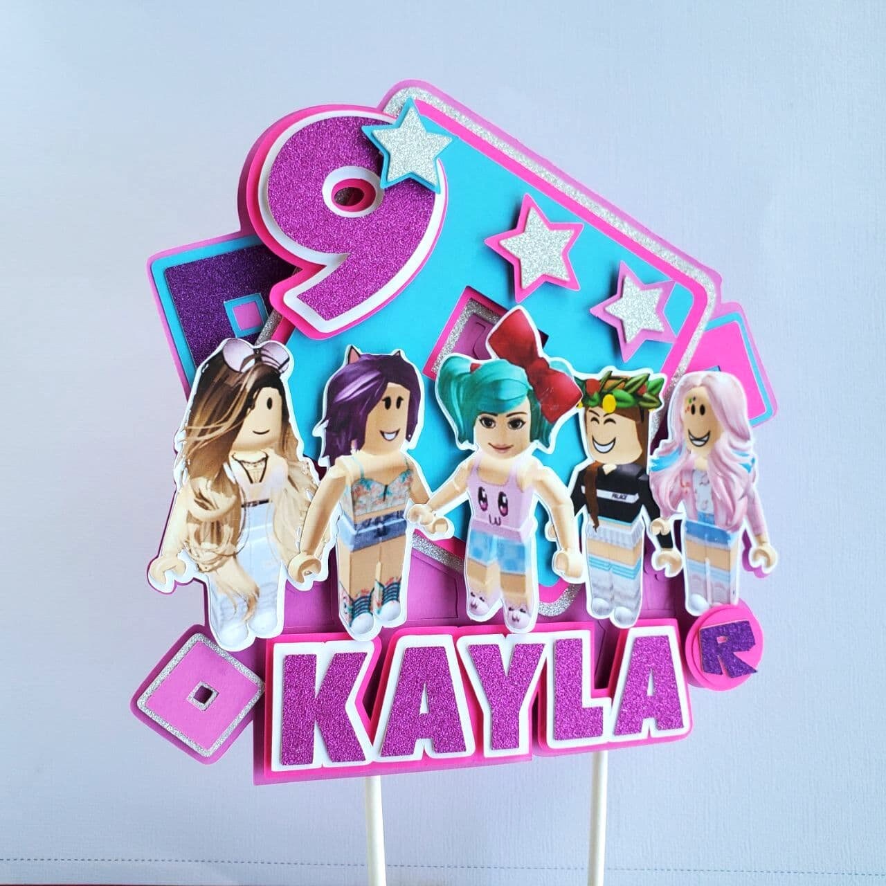 Chica Roblox Cake Topper. Decoración rosa de la fiesta de Etsy