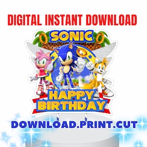 Sonic printable cake topper. DIGITAL Sonic Cake Topper