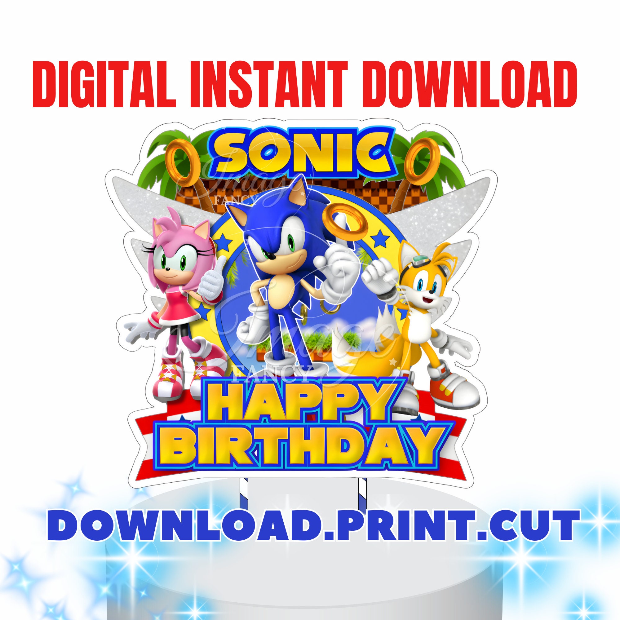 Sonic Printable Cake Topper. DIGITAL Sonic Cake Topper - Etsy