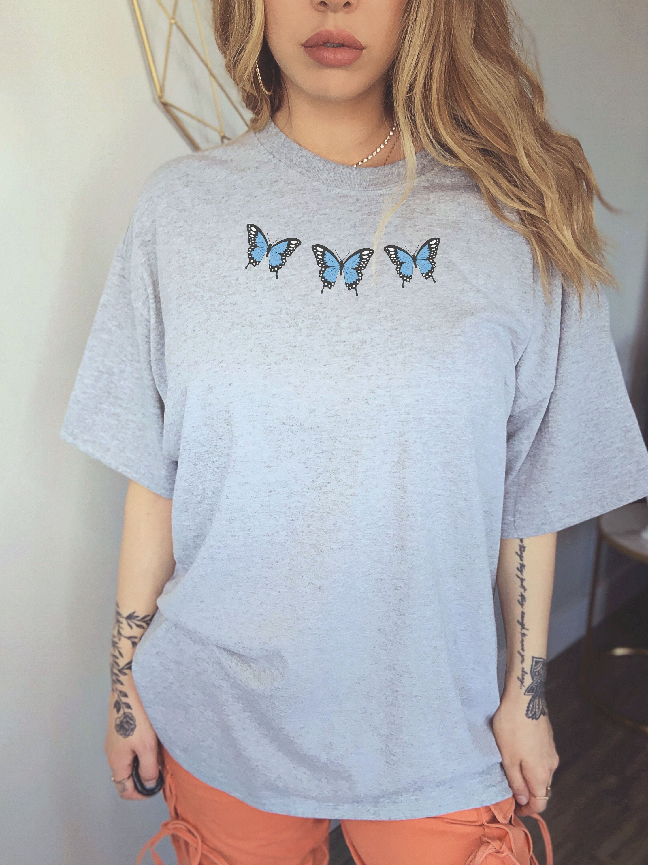 Butterfly Shirt Butterfly Top 2000s Clothing Y2k Aesthetic | Etsy