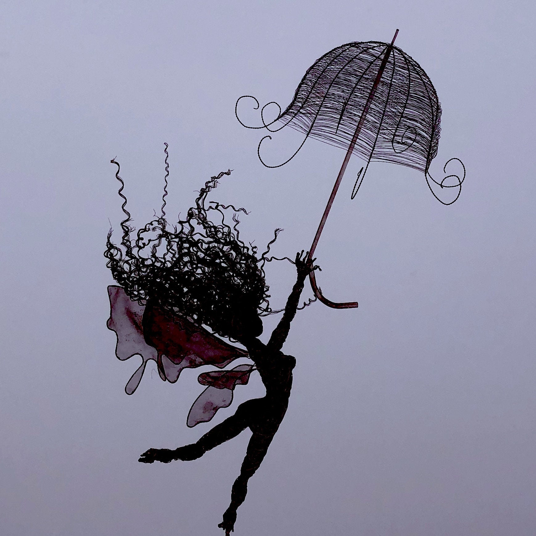 Sculpture wire Flying Fairy with umbrella Etsy