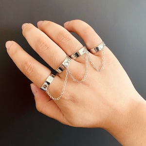 Four Finger Chain Rings | Adjustable Chain Linked Cuff Rings