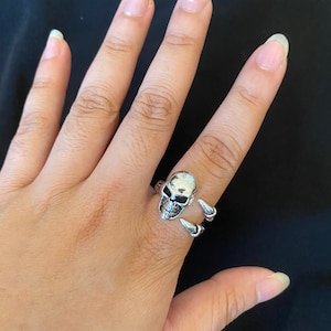 Adjustable Skull Ring | Gothic Ring | Men’s Ring | Skull Cuff Ring