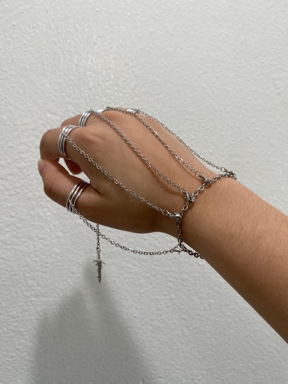 Delicate Slave Bracelet Ring, Sterling Silver Handchain Bracelet – AMYO  Jewelry