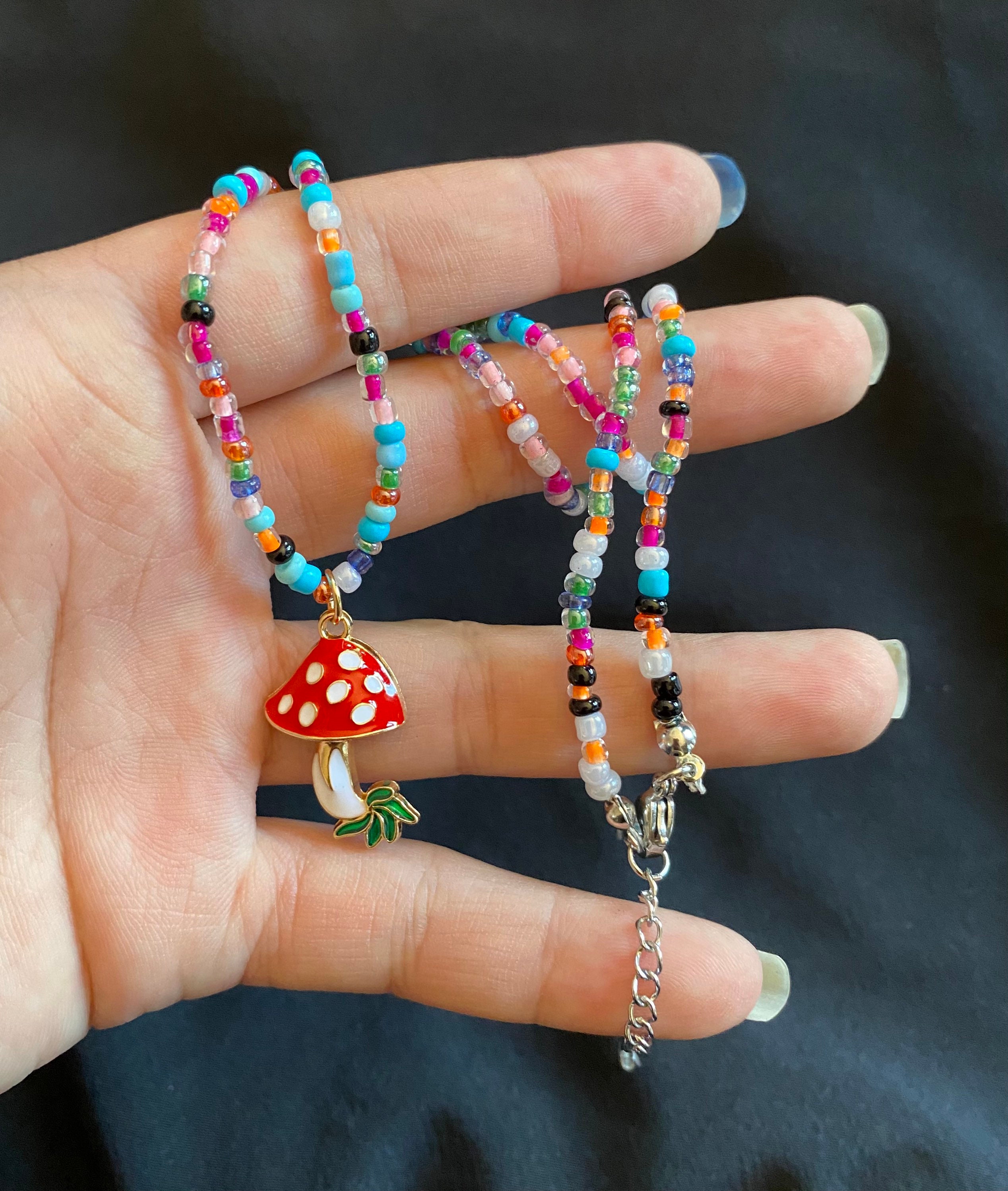 値頃 Nc Colorful Choke Mushroom Cute Necklace Beaded Chain Pendant Mushroom ネックレスチェーン Www Mplrdc Org My