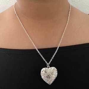 Silver Antique Heart Locket Necklace