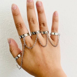 Handmade Five Finger Chain Rings | Adjustable Chain Linked Cuff Rings