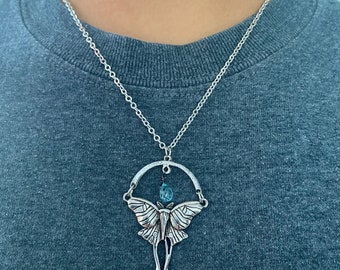 Handmade Silver Chain Necklace | Butterfly Necklace | Blue Gem Butterfly