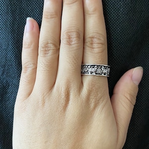 Two Howling Wolves Ring | Silver Wolf Ring | Gothic Ring
