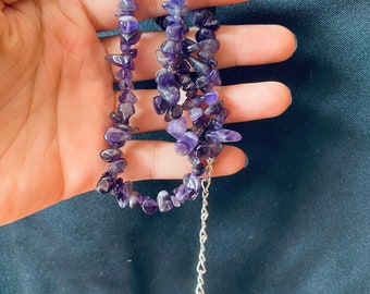 Purple Amethyst Crystal Beaded Necklace