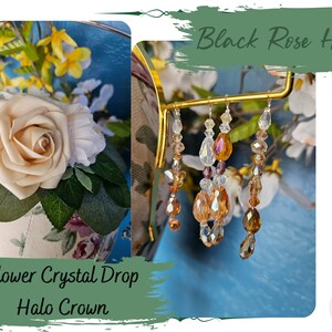 Black Rose Halo Crown | White and Black Flower Crown | Renfaire Halo Crown | Wedding Crown | Halo Headpiece | Crown for Women | Fae Crown