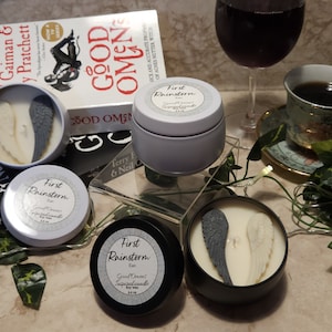 First Rainstorm| Rain Flowers Scented Candle |Good Omens Inspired |Crowley and Aziraphale Inspired |Nerdy Candles |Hand Made Soy Wax Candles