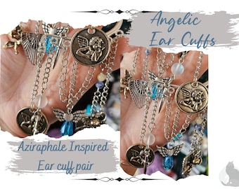 Angelic Ear Cuffs|Angel Ear Cuffs|Non-Pierced Earrings|Aziraphale Inspired Ear Cuffs| Good Omens Ear Cuffs |Cherub Ear Cuff|Silver Ear Cuffs