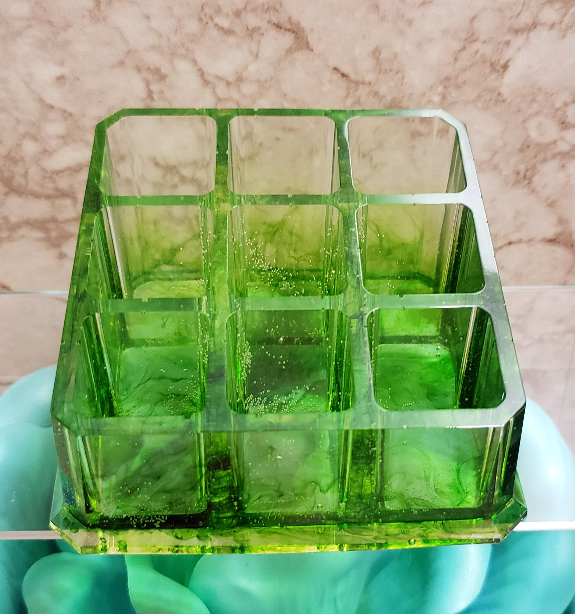 Green Desk Set Desk Organizer Cup Holder Lipstick Holder Etsy