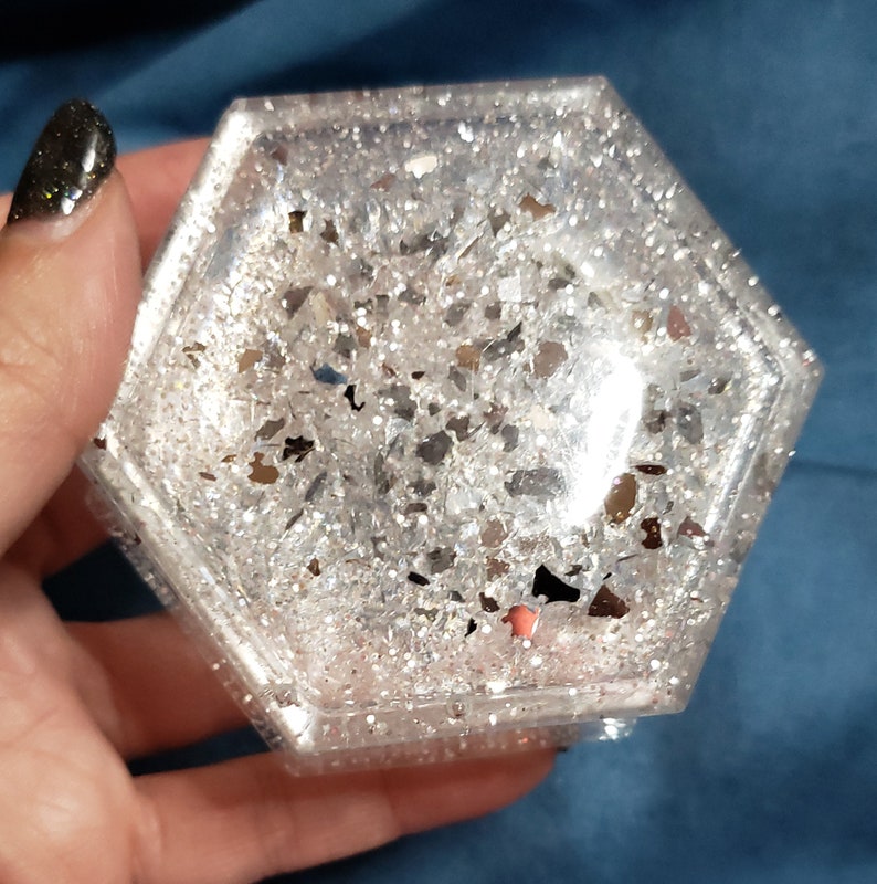 Small Dice Box White Gems of Starlight Trinketbox Trinket Box Jewelry Box Treat Box Treat Box Desktop Organizer Ring Box