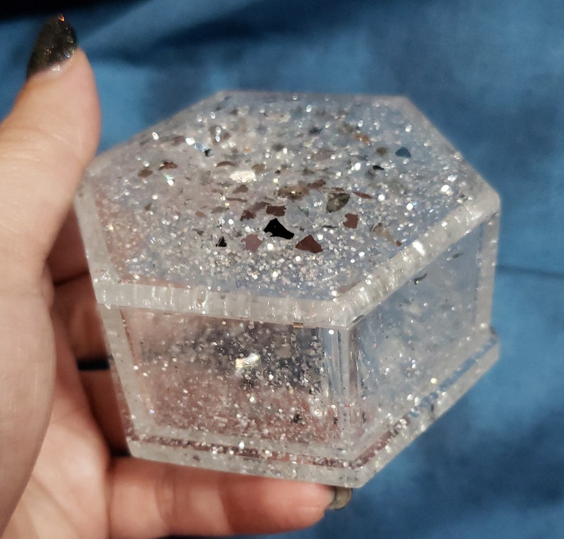 Small Dice Box White Gems of Starlight Trinketbox Trinket Box Jewelry Box Treat Box Treat Box Desktop Organizer Ring Box