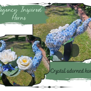 Regency Inspired Cosplay Horns | Bridgerton Inspired | Demon Horns | Tiefling Horns | Bedazzled Horns | Renfaire Headwear | Druid Horns