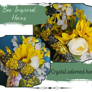 Bee Devil Horns | Demon Horns | Tiefling Horns | Halloween Costume Accessory | Ren faire Headwear | Bedazzled Horns | Druid Horns | Druid