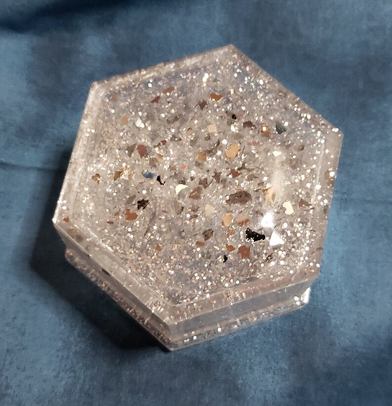 Small Dice Box White Gems of Starlight Trinketbox Trinket Box Jewelry Box Treat Box Treat Box Desktop Organizer Ring Box