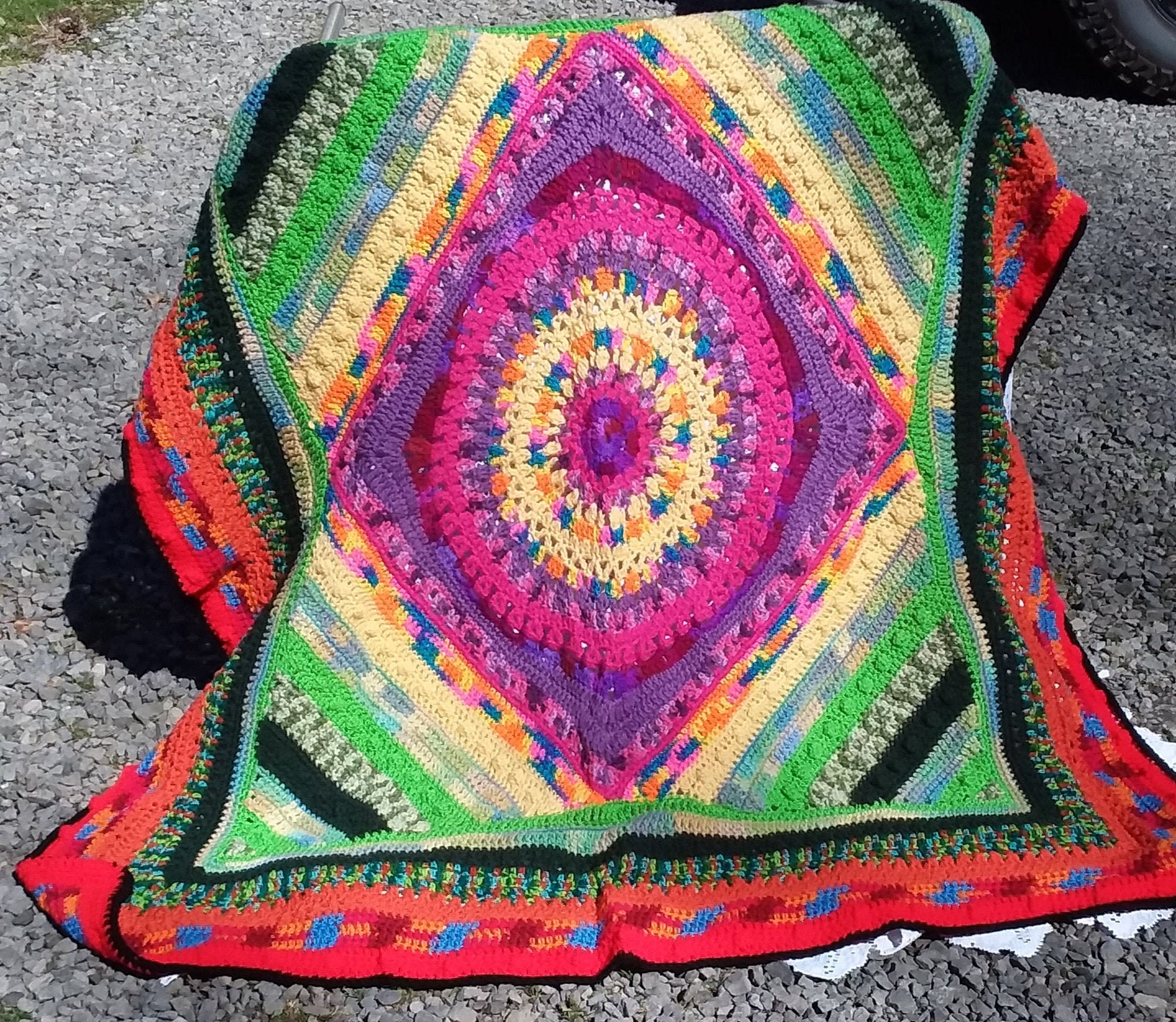 Crochet Mandala Afghan Etsy