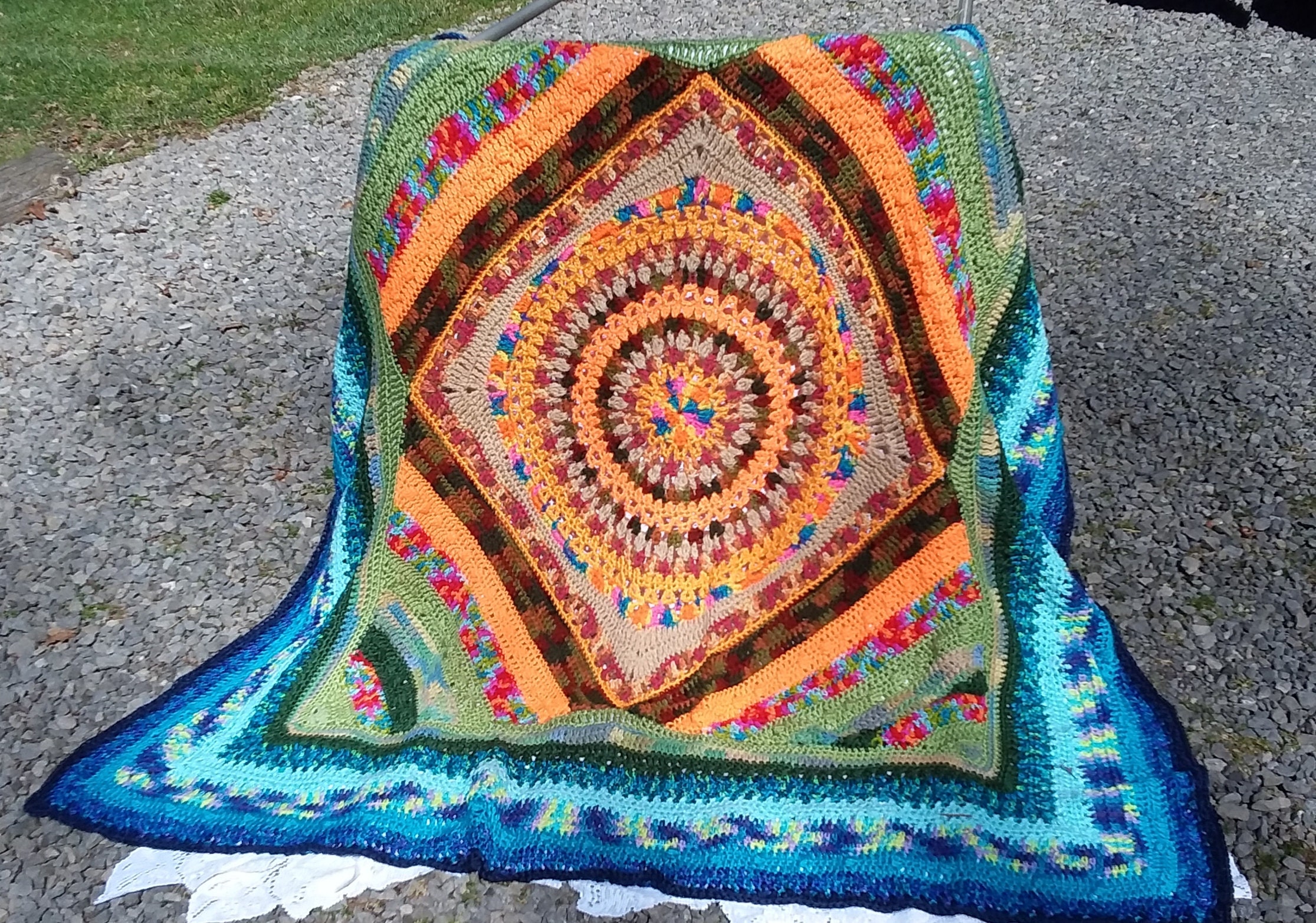 Crochet Mandala Afghan Etsy