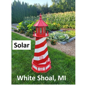 White Shoal Solar Lighthouse - Amish Handmade - Landmark Replica - Lawn Lighthouse