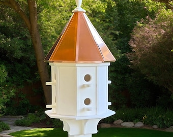 Copper Roof Birdhouse 2-8 Holes Amish Handmade Decorative Birdhouse Handmade Maintenance Free Gifts for Bird Lovers Large Bird Houses Home