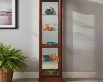 Amish Handmade Glass Display Cabinet - Tall Curio Cabinet - China Display - Glass Cabinet - Modern Home Decor - Multipurpose Cabinet -Rustic