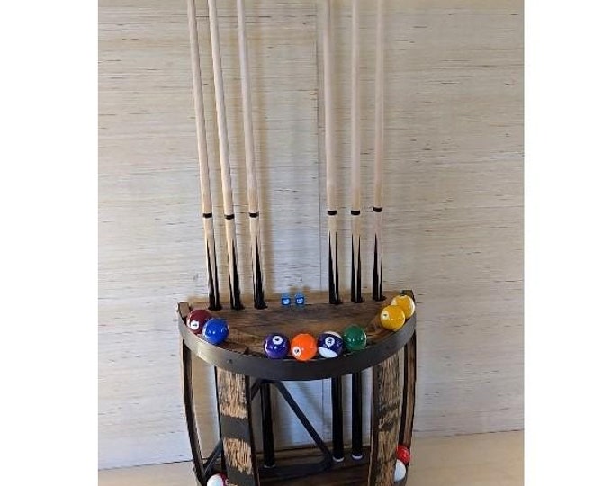 Whiskey Barrel Cue Rack - Bourbon - Billiards - Amish Handmade - Pool ...
