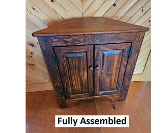 Corner Cabinet 1-2 Doors - Amish Furniture - Free Shipping - Primitive - Storage -  TV Cabinet -Amish Handmade - Multipurpose Cabinet Rustic