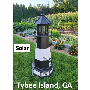 Tybee Island Solar Lighthouse - Amish Handmade - Landmark Replica - Lawn Lighthouse