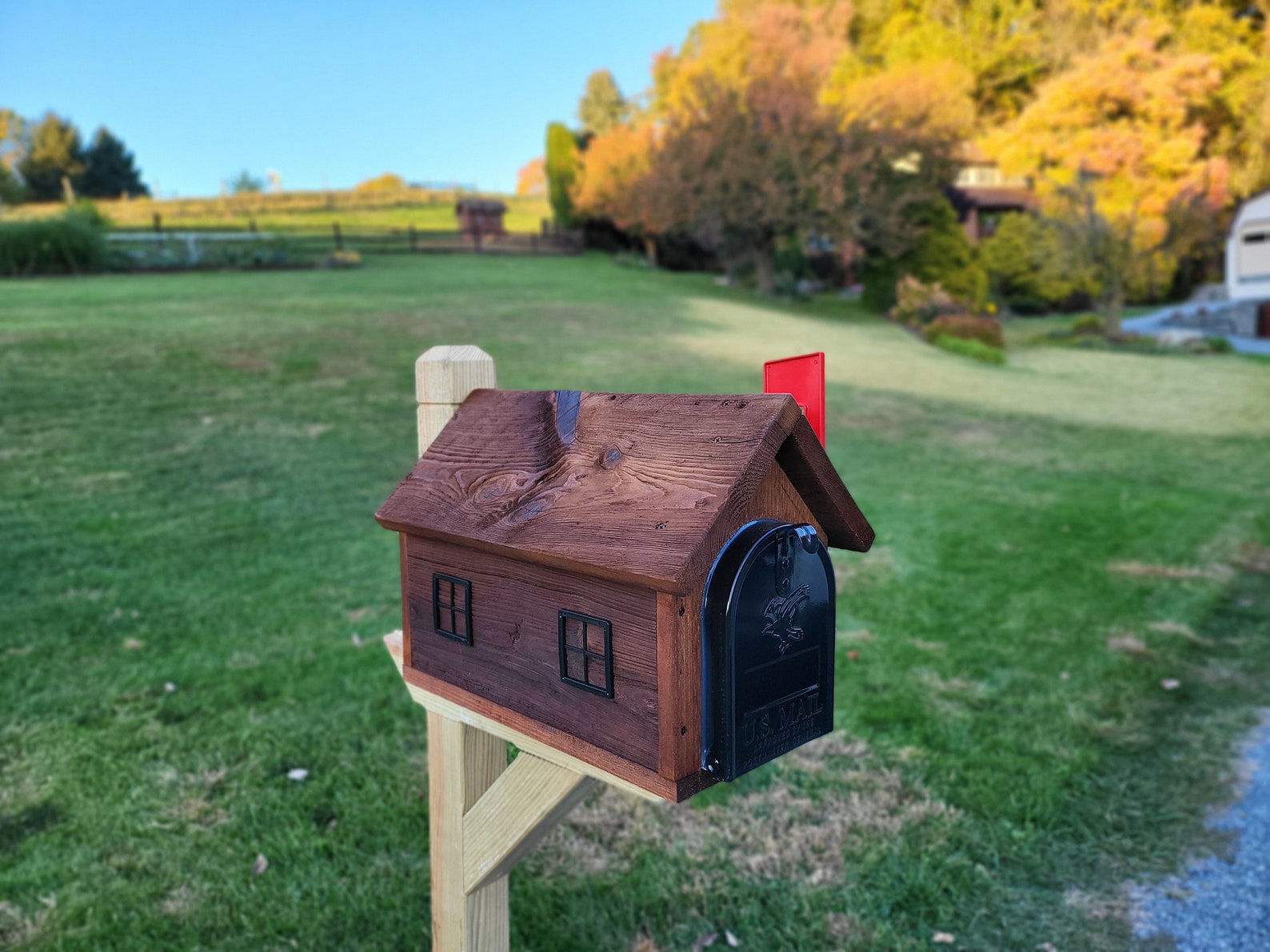 Rustic Mailbox Amish Handmade, With Metal Box Insert USPS Approved ...