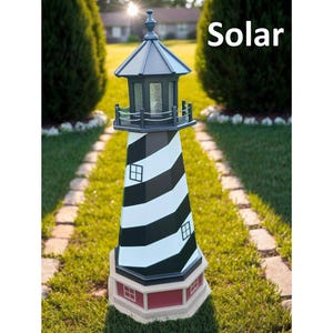 Lighthouse Decor Yard Garden Decoration Outdoor Landscape Cape Hatteras Solar Amish Made Landmark Replica Outdoor Lighthouse