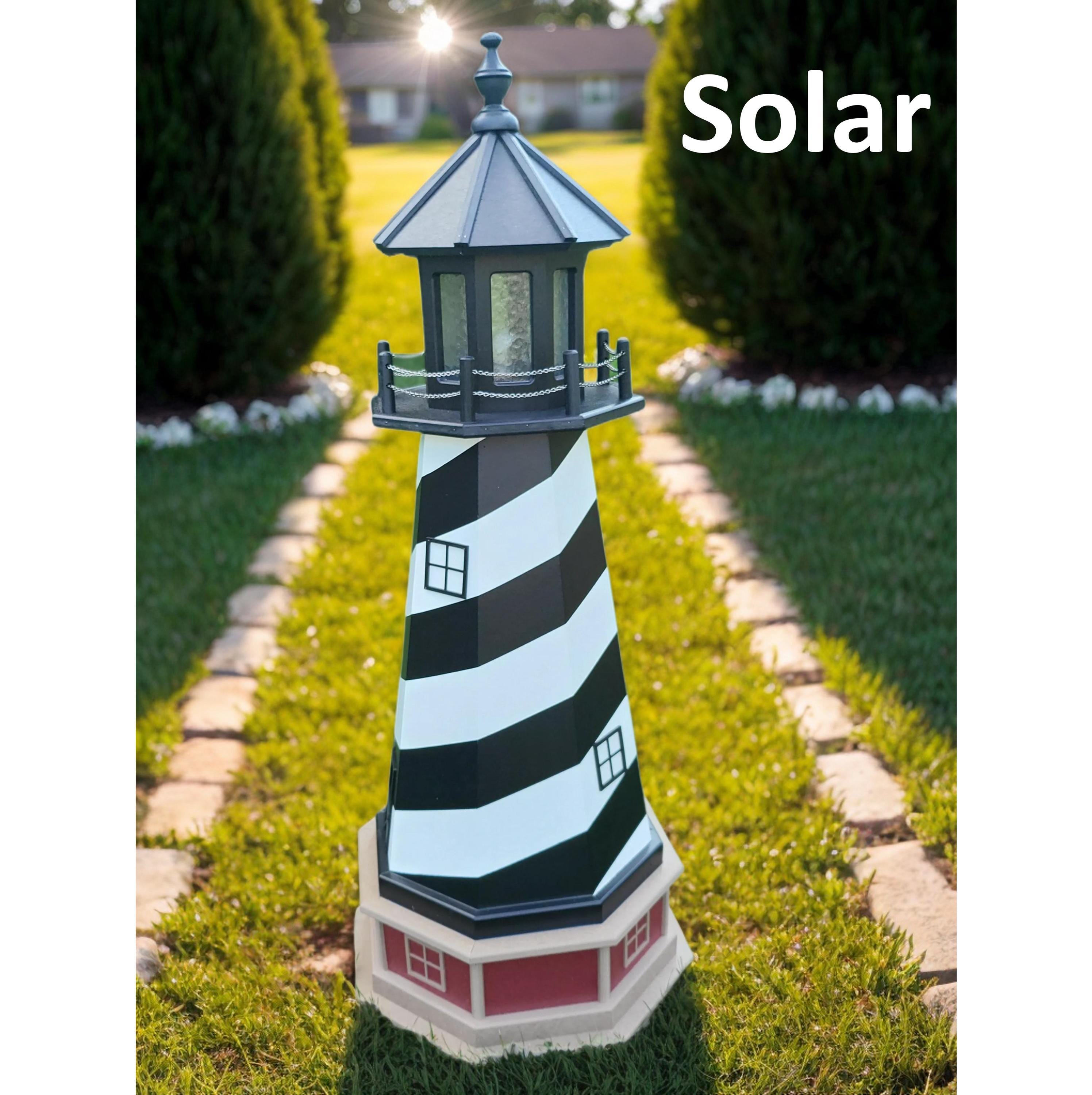 Lighthouse Decor Yard Garden Decoration Outdoor Landscape Cape Hatteras Solar Amish Made Landmark Replica Outdoor Lighthouse