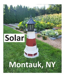 Montauk Lighthouse - Solar - Amish Made - Landmark Replica - Backyard Decor