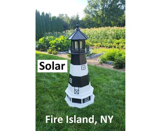 Fire Island Lighthouse - Solar - Amish Made - Landmark Replica - Backyard Decor