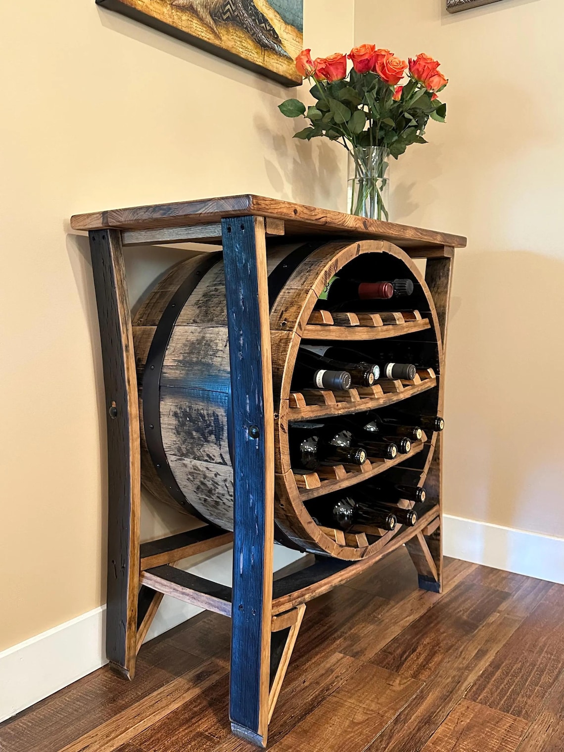 Whiskey Barrel Wine Rack - Amish Handmade - Liquor Cabinet - Furniture ...