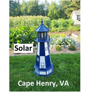 Cape Henry Solar Lighthouse - Amish Handmade - Landmark Replica - Lawn Lighthouse