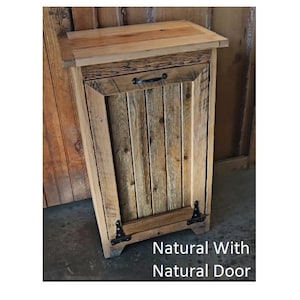 Wood Trash Bin, Tiltout Trash Can Cabinet Amish Handmade, Wood Storage Recycling Bin