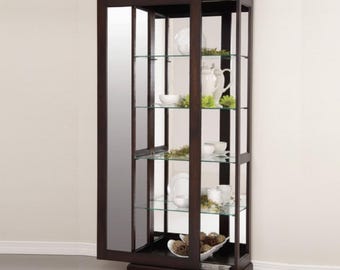Amish Handmade Glass Cabinet - Display Cabinet - Tall Curio - China Display -Modern Home Decor - Multipurpose Cabinet - Rustic