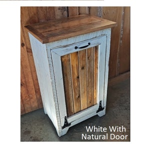 Wood Storage Cabinet, Tiltout Trash Can, Recycling Bin, Amish Handmade, Garbage Can