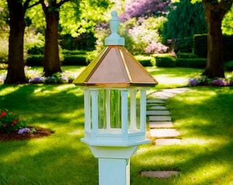 Copper Roof Bird Feeder Amish Handmade Decorative Birdfeeder Handmade Maintenance Free Gift for Bird Lovers Valentine Gift for Her Bird Feed