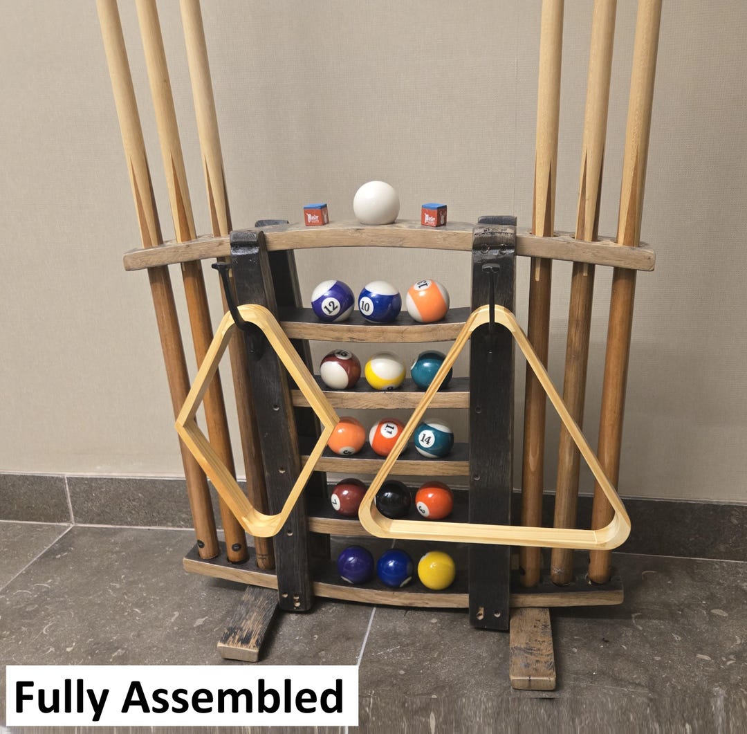 Cue Rack - Billiards - Amish Handmade - Pool Cue Table - Whiskey Barrel ...